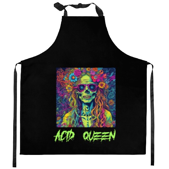 Zombie Acid Queen of the Apocalypse Kitchen Aprons