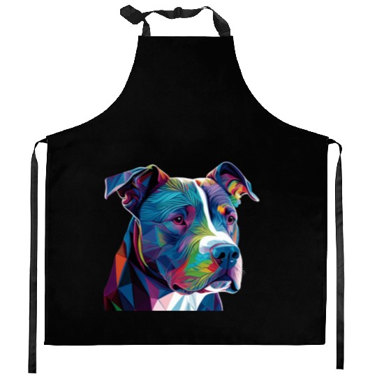 Neon Bluenose Pitbull Family Art Kitchen Aprons