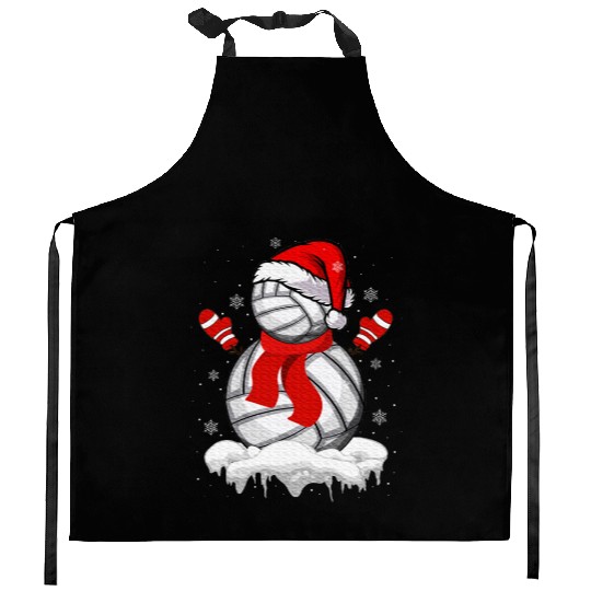 Volleyball Snowman Christmas Fun Kitchen Aprons