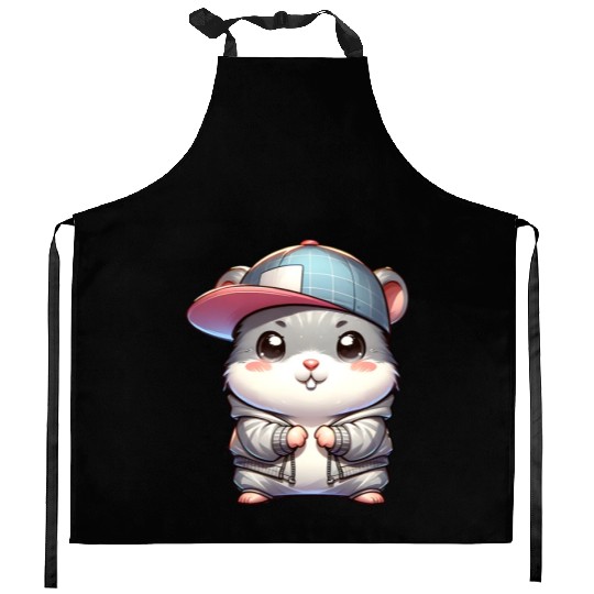 Light Gray Hip Hop Hamster Kitchen Aprons