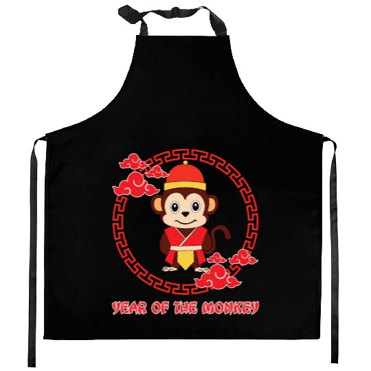 Year Of Monkey Cute Zodiac Kawaii New Year Kitchen Aprons