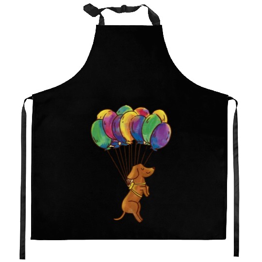 Dachshund Dog With Balloons ,Funny Dog ,dog Kitchen Aprons