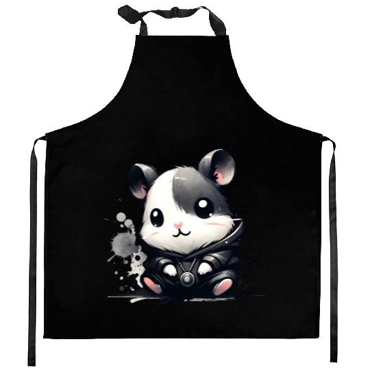 Charcoal Hip Hop Hamster Kitchen Aprons