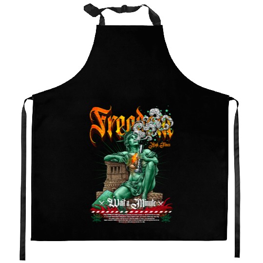 statue of liberty smoking #2 Kitchen Aprons