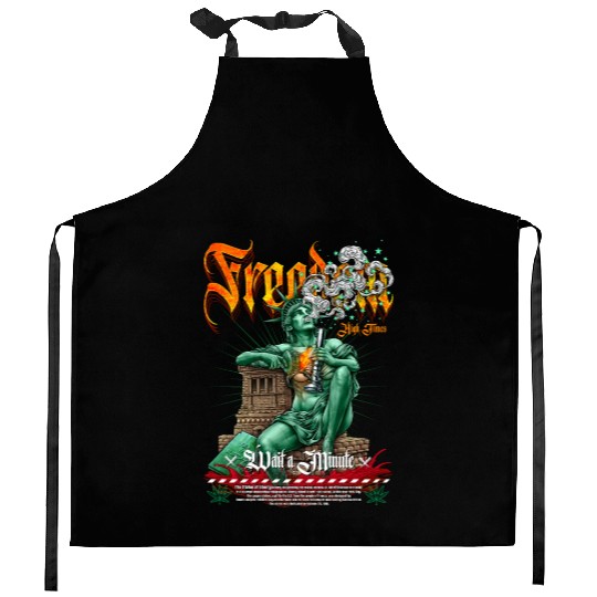 statue of liberty smoking #2 Kitchen Aprons