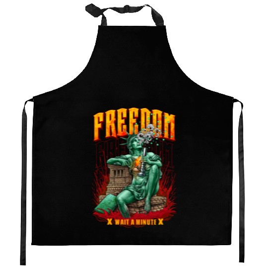 statue of liberty smoking #1 Kitchen Aprons