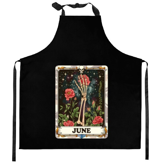 June Gothic Tarot Card - Rose Flower & Skeleton's Kitchen Aprons