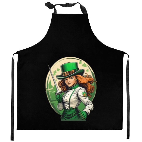 St. Patrick's Day Shamrock St Paddy's Day Fencing Kitchen Aprons