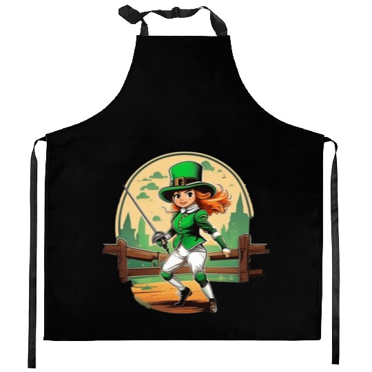 St. Patrick's Day Shamrock St Paddy's Day Fencing Kitchen Aprons