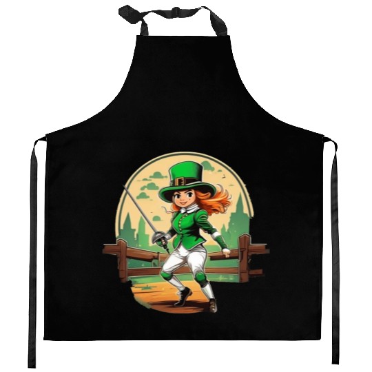 St. Patrick's Day Shamrock St Paddy's Day Fencing Kitchen Aprons