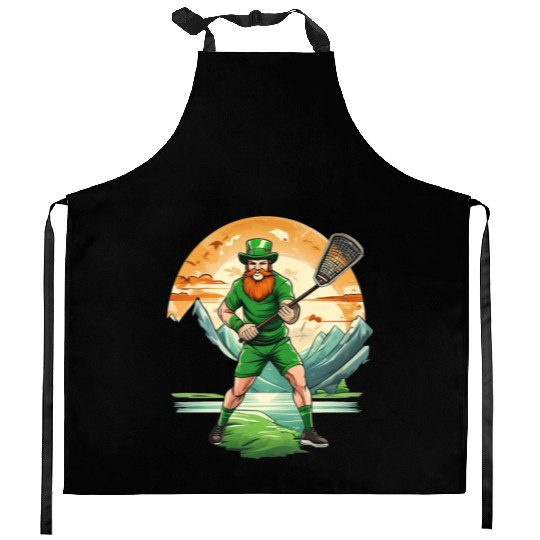 St. Patrick's Day Shamrock St Paddy's Day Lacrosse Kitchen Aprons