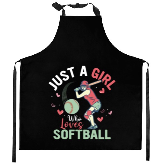 Just A Girl Who Loves Softball Team Baseball Kitchen Aprons