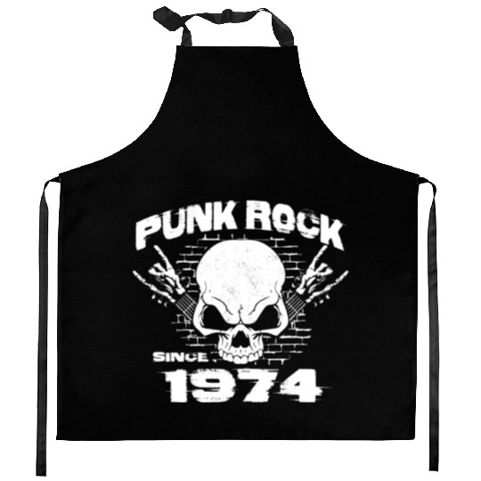 Punk Rock Since 1974 - Skull Rock Hands 50th Kitchen Aprons