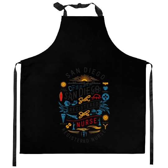 San Diego Registered Nurse Skyline Tribute Graphic Kitchen Aprons