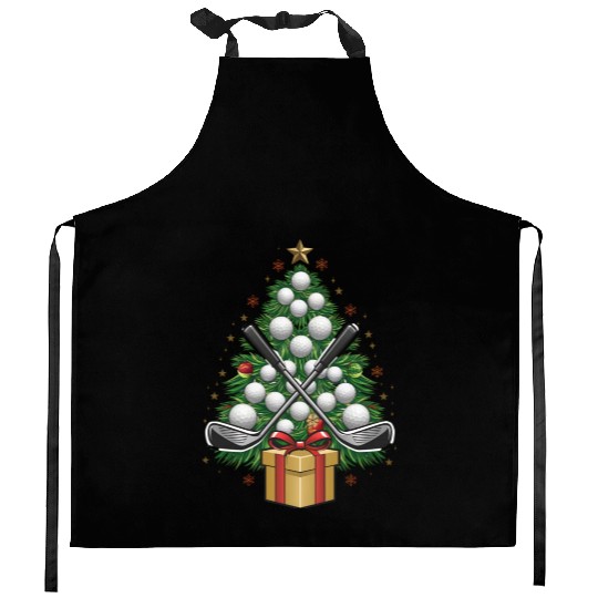 Golf Equipment Christmas Tree Christmas Golf Kitchen Aprons