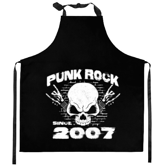 Punk Rock Since 2007 - Skull Rock Hands 17th Kitchen Aprons