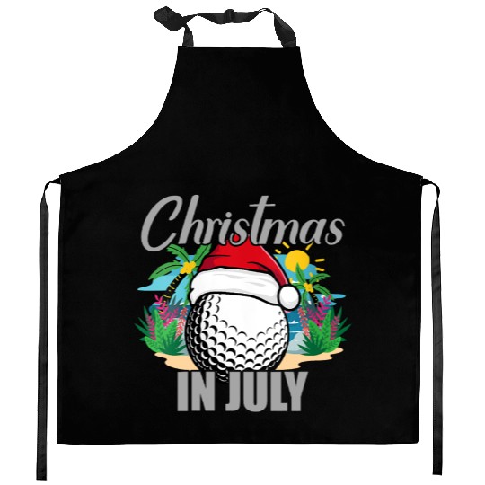 Christmas in July Golf Santa Hat Funny Summer Kitchen Aprons