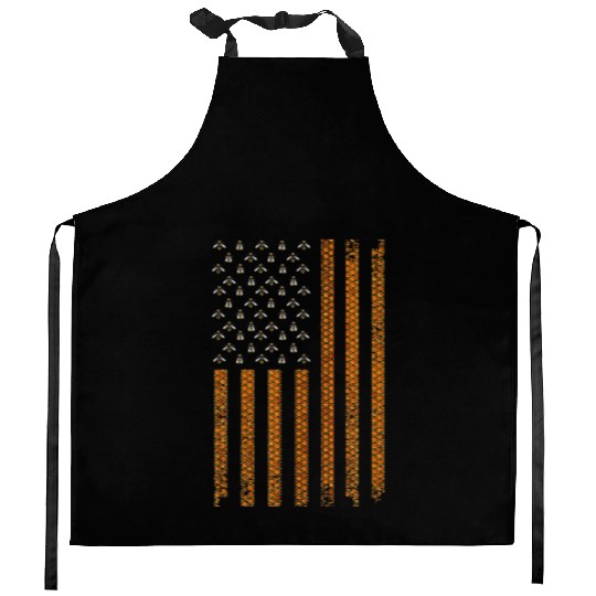 Cool Bee Keeper Art US Flag Honey Beekeeping Kitchen Aprons