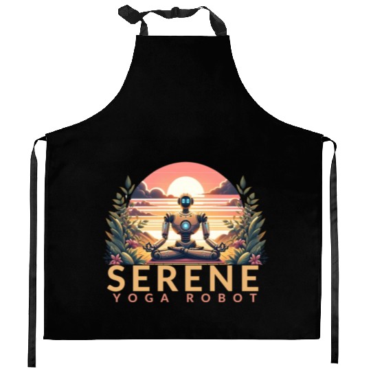 Robot Yoga Zen Garden Serenity Kitchen Aprons