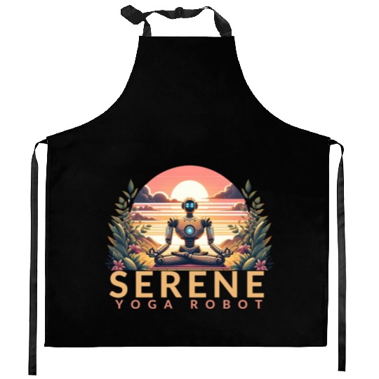 Robot Yoga Zen Garden Serenity Kitchen Aprons