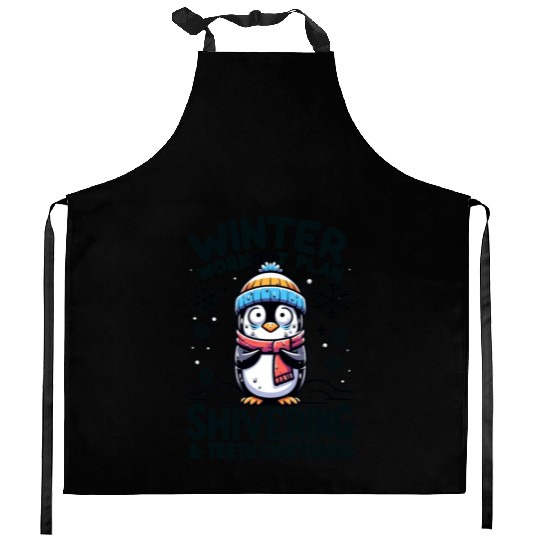 Winter Workout Plan Cute Penguin Kitchen Aprons