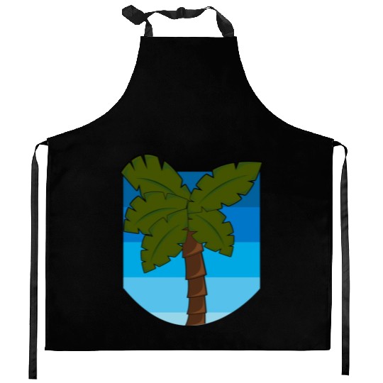 Tropical Palm Tree Over an Ocean Kitchen Aprons