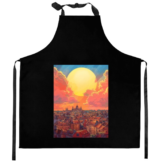 Sunset in Dublin Ireland Kitchen Aprons