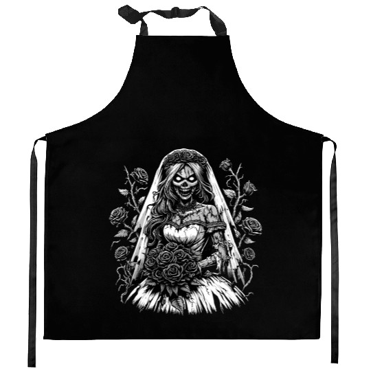 Eerie Bride of the Night Kitchen Aprons