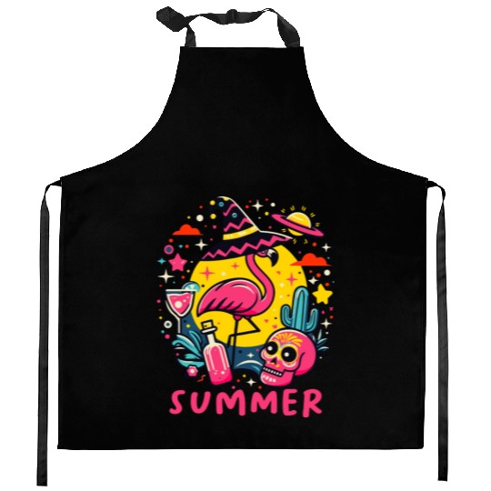 Paradise Tropical Flamingo Summer Kitchen Aprons