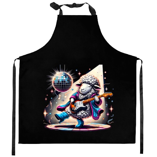 Disco Ball Guitar Sheep Kitchen Aprons