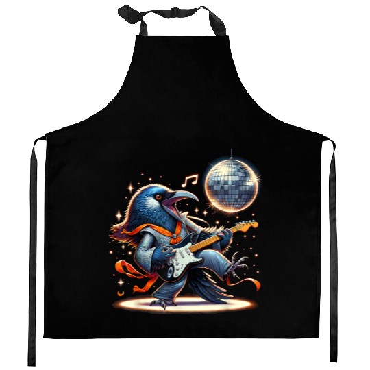 Disco Ball Guitar Raven Kitchen Aprons