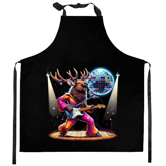 Disco Ball Guitar Elk Kitchen Aprons
