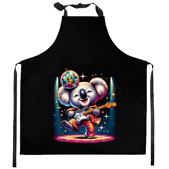 Disco Ball Guitar Koala Kitchen Aprons