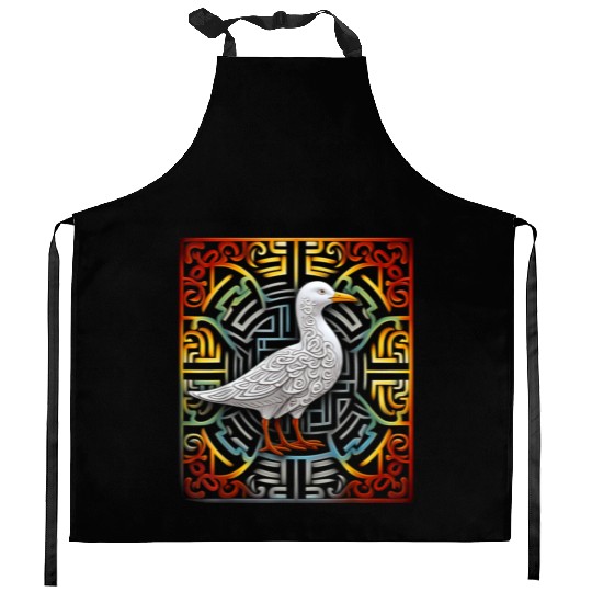 Seagull Mandala Graphic Illustration Kitchen Aprons