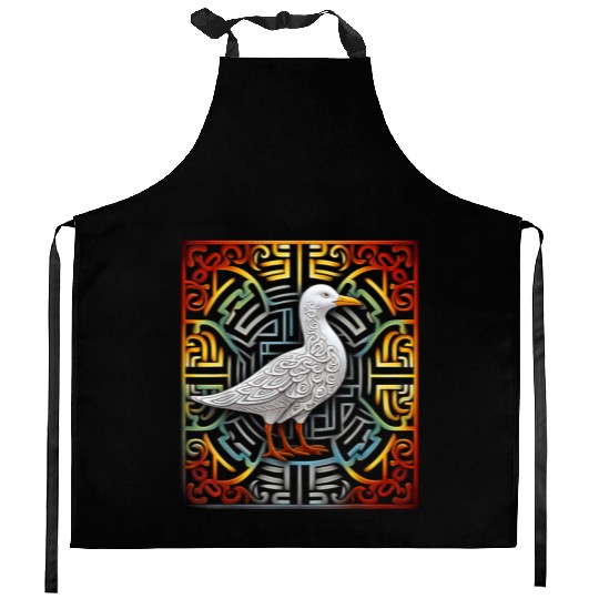 Seagull Mandala Graphic Illustration Kitchen Aprons