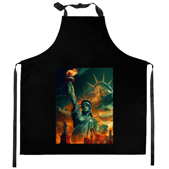 Statue of Liberty in New York USA Kitchen Aprons