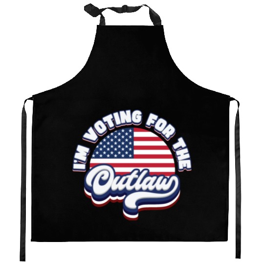 I'm Voting For The Outlaw - US Flag Kitchen Aprons