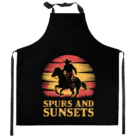 Cowboy Lifestyle Western Theme with Horses and Kitchen Aprons