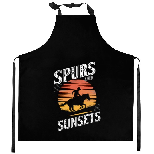 Cowboy Lifestyle Western Theme with Horses and Kitchen Aprons