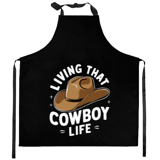 Cowboy Lifestyle Western Theme with Horses and Kitchen Aprons