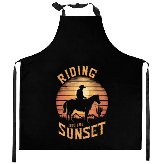 Cowboy Lifestyle Western Theme with Horses and Kitchen Aprons