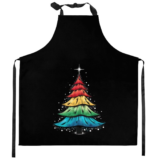 LGBTQ Pride Rainbow Flag Gay Christmas Tree Gifts Kitchen Aprons