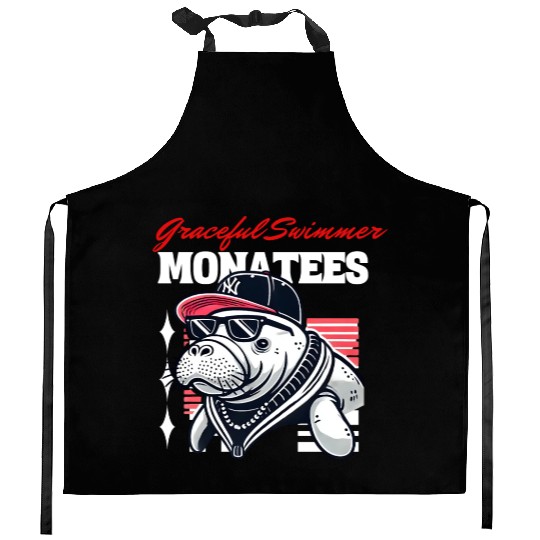 Hip-Hop Manatee Cool Kitchen Aprons