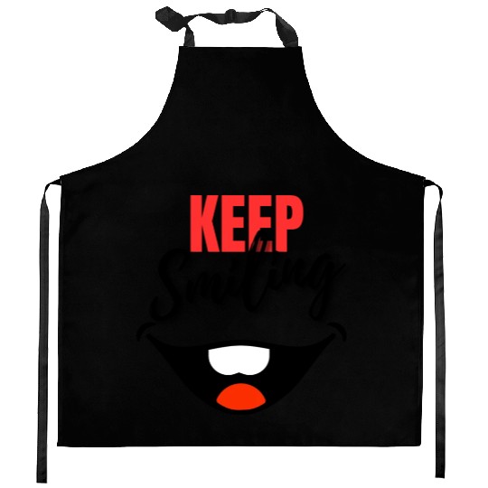 Keep Smiling - Big Smile, joyful design Kitchen Aprons