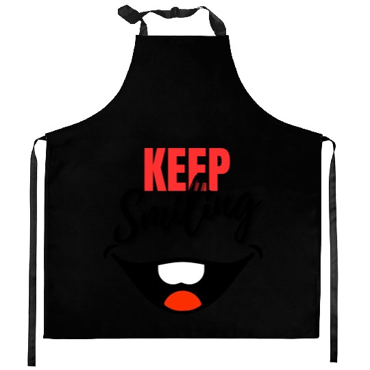 Keep Smiling - Big Smile, joyful design Kitchen Aprons