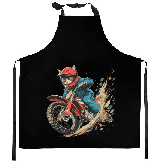 Motocross rider Cat Premium Kitchen Aprons