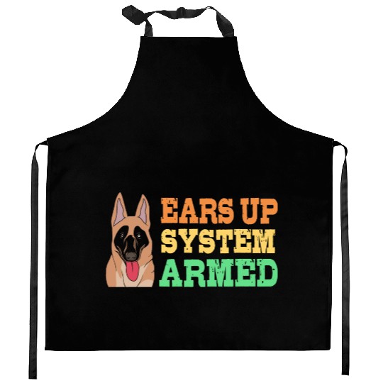 Retro Dog Ears Up System Armed Belgian Malinois Kitchen Aprons
