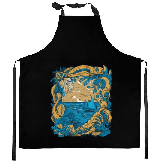 Sun Kissed Shores A Mediterranean Odyssey Kitchen Aprons