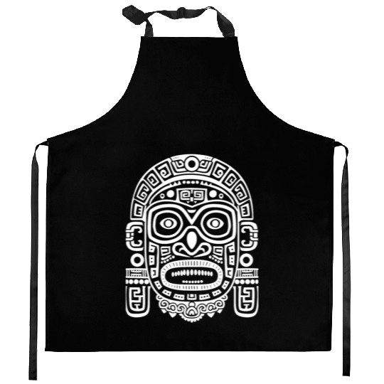 Maya God Mayan Mythology Ek Chuah Intricate Mask Kitchen Aprons