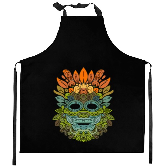 Maya God Mayan Mythology Itzamna Colorful Tribal Kitchen Aprons